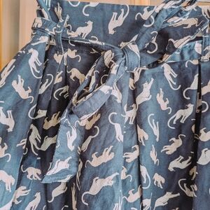 Ann Taylor Navy Animal Print A-Line Skirt